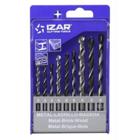 JUEGO 9 BROCAS PARED METAL MADERA 5-6-8MM.