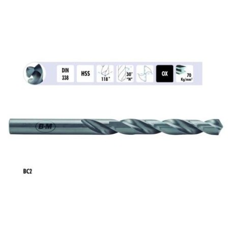 BROCA DIN-338 HSS RECTIFICADA Ø 02,00MM